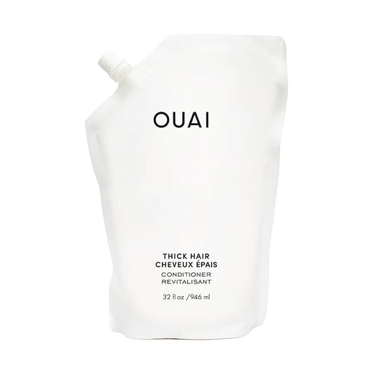 OUAI Thick Hair Conditioner Refill - Moisturizing Conditioner for Dry, Frizzy Hair - Keratin, Marshmallow Root, Shea Butter and Avocado Oil - Paraben, Phthalate & Sulfate Free (32 Oz)