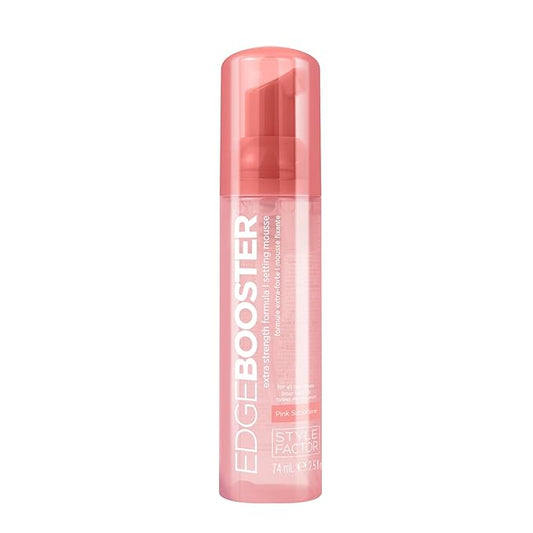 Style Factor EDGE BOOSTER Extra Strength Setting Mousse Travel Size – Frizz Control, Extra Volume, and Conditioning – 2.5oz Pink Sapphire Mousse for Curly Hair