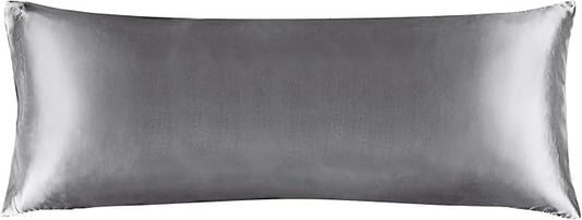 BEDELITE Satin Body Pillow Cover, Super Soft and Cooling Body Pillow Pillowcase for Hair and Skin, Breathable Silky Full Long Pillowcase Cover(20"x54", Dark Grey)