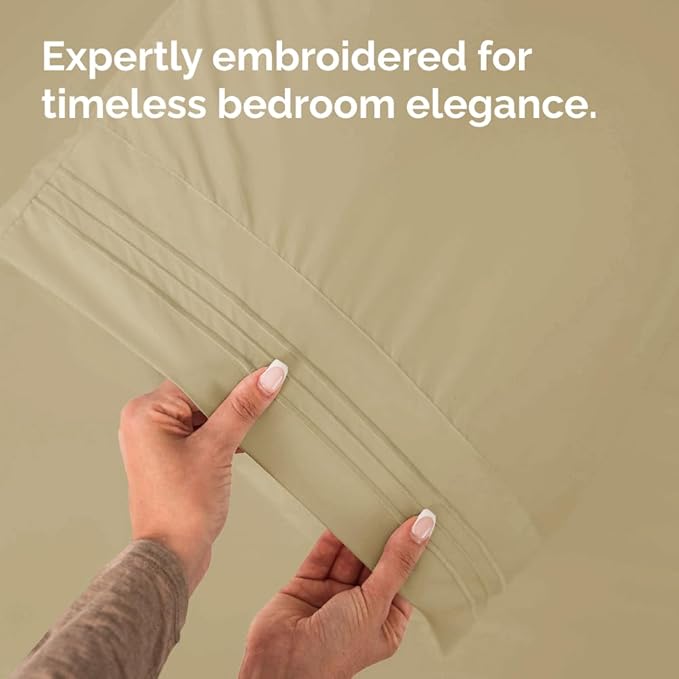 King Pillow Cases Set of 4 - Ultra Soft Hotel Quality Pillowcase Covers - Comfy, Cozy & Wrinkle Free - Shrinkage, Stain and Fade Resistant - Machine Washable Pillow Protectors - 4 Piece Set - Beige