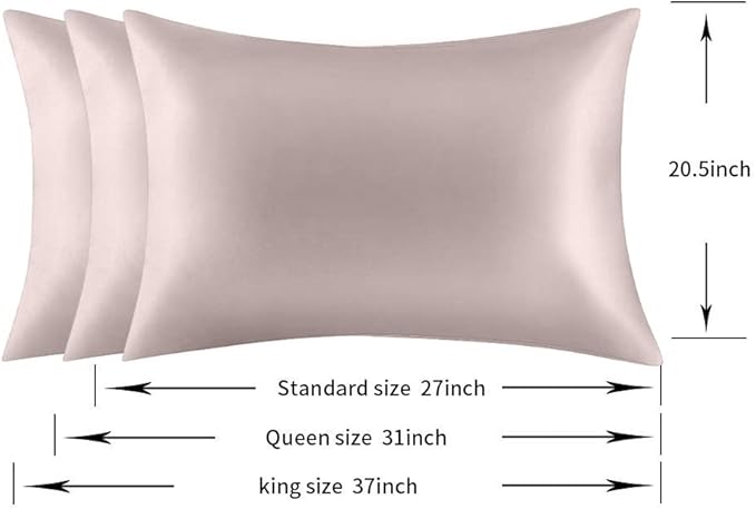 100% Mulberry Silk Pillowcases Set of 2 for Hair and Skin and Super Soft and Breathable King Size Nature Silk Pillowcases (King, Apricot Gray)