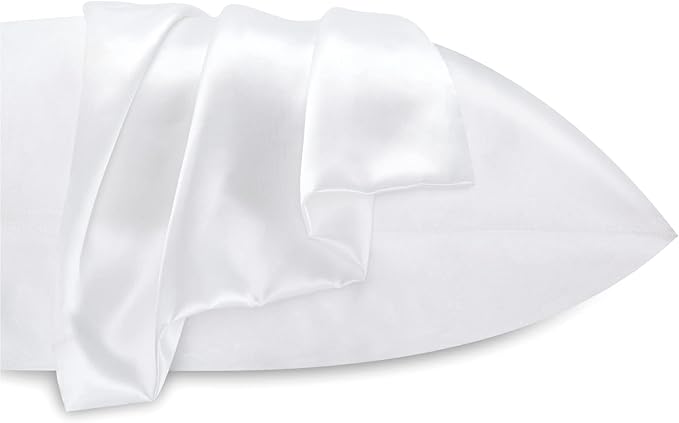 BEDELITE Satin Pillowcase for Hair and Skin, Super Soft and Cooling Similar to Silk Pillow Cases 2 Pack with Envelope Closure, Gift for Women Men(20"x30" Queen Size, White)