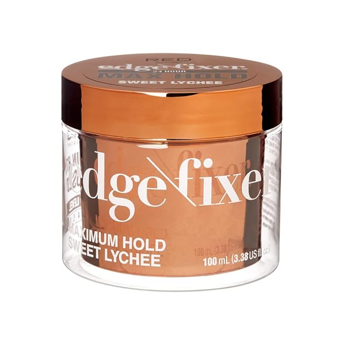 Red by Kiss Edge Fixer Hair Shine Gel, 24 Hour Max Hold, Non-Flaking, Biotin B7 Infused, Natural Styling, Professional Edge Control Wax, Perfect for Braiding (Sweet Lychee)