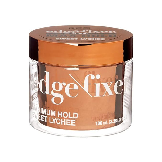 Red by Kiss Edge Fixer Hair Shine Gel, 24 Hour Max Hold, Non-Flaking, Biotin B7 Infused, Natural Styling, Professional Edge Control Wax, Perfect for Braiding (Sweet Lychee)