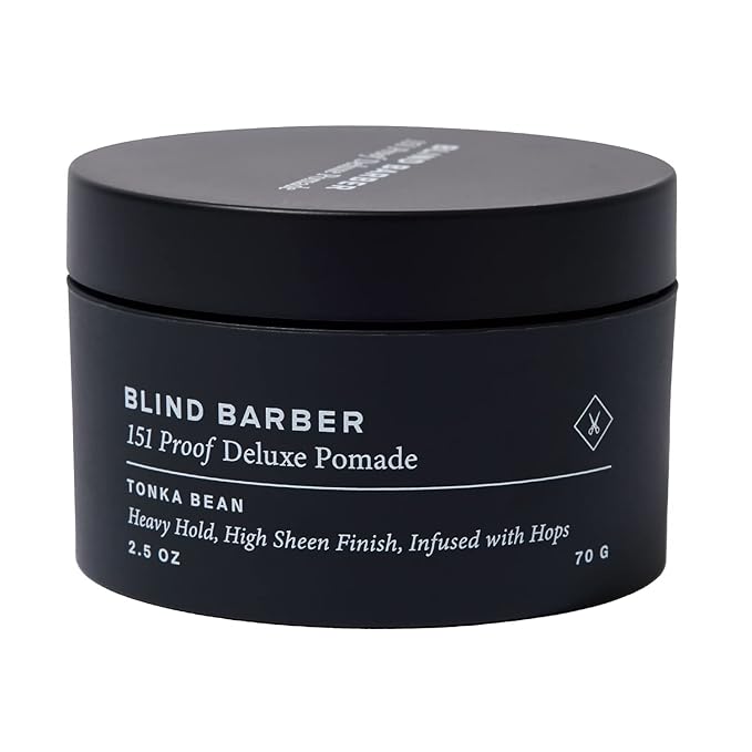 Blind Barber 151 Proof Deluxe Hair Pomade for Men - Water Based Pomade with Hops & Tonka Bean - Heavy Hold & High Shine Finish - Free of Parabens and Sulfates (2.5 oz)