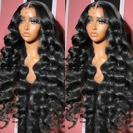 200% Density Loose Wave Lace Front Wigs Human Hair Pre Plucked 360 HD Transparent Lace Wig With Baby Hair - Natural Color (24 Inch)