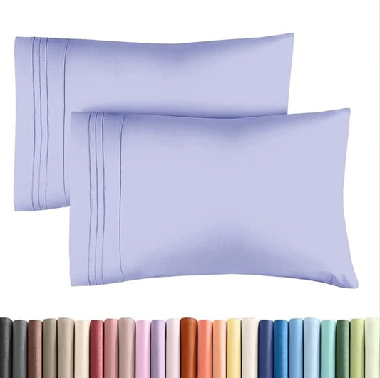 King Pillow Cases Set of 2 - Ultra Soft Hotel Quality Pillowcase Covers - Comfy, Cozy & Wrinkle Free - Shrinkage, Stain and Fade Resistant - Machine Washable Pillow Protectors - 2 Piece Set - Lavender
