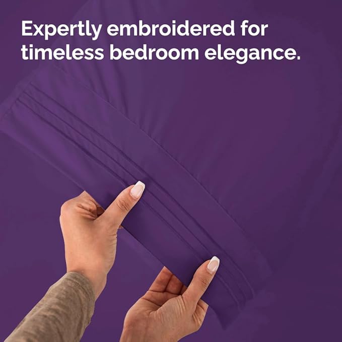 King Pillow Cases Set of 4 - Ultra Soft Hotel Quality Pillowcase Covers - Comfy, Cozy & Wrinkle Free - Shrinkage, Stain and Fade Resistant - Machine Washable Pillow Protectors - 4 Piece Set - Purple