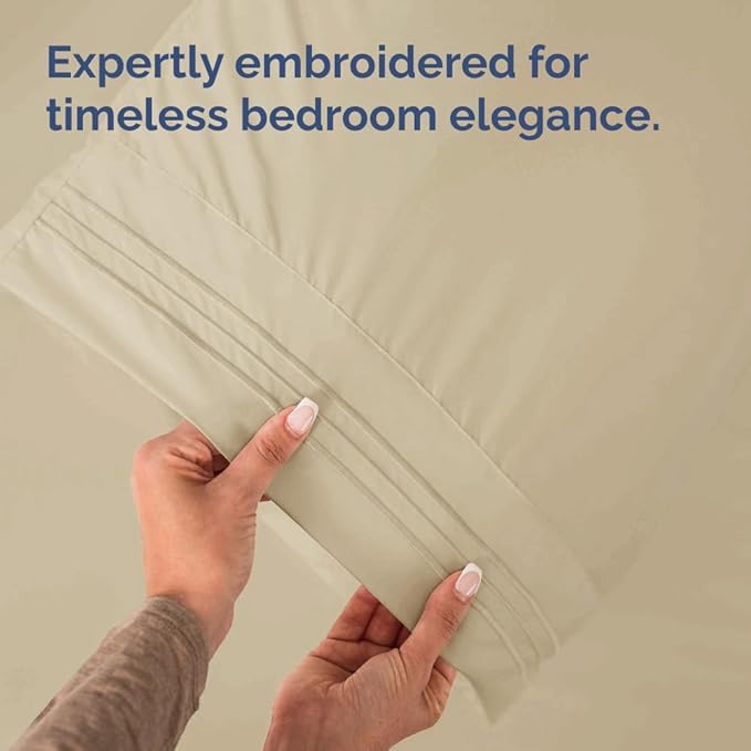 Queen Pillow Cases Set of 10 - Ultra Soft Hotel Quality Pillowcase Covers - Comfy & Wrinkle Free - Shrink, Stain and Fade Resistant - Easy-Care, Machine Washable Pillow Protectors - 10 Pcs Set - Cream