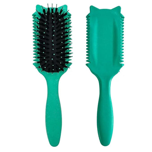 Curly Hair Brush, Curl Defining Brush for Effortless Curly Hair Care, Funny Cat Ear Type Curl Brush Suitable for Wet & Dry Hair,Women and Men,Reduces Frizz (Green)
