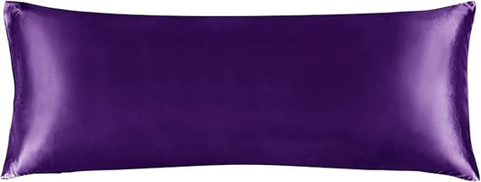 BEDELITE Satin Body Pillow Cover, Super Soft and Cooling Body Pillow Pillowcase for Hair and Skin, Breathable Silky Full Long Pillowcase Cover(20"x54", Plum Purple)