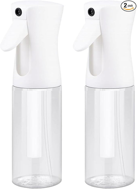 VigorPath Continuous Spray Bottle for Hair – Fine Mist Mister for Hairstyling, Cleaning, Plants, Pets, Barbers, Salons, and Essential Oil Applications (150ml/5 oz) Clear 2 Pack