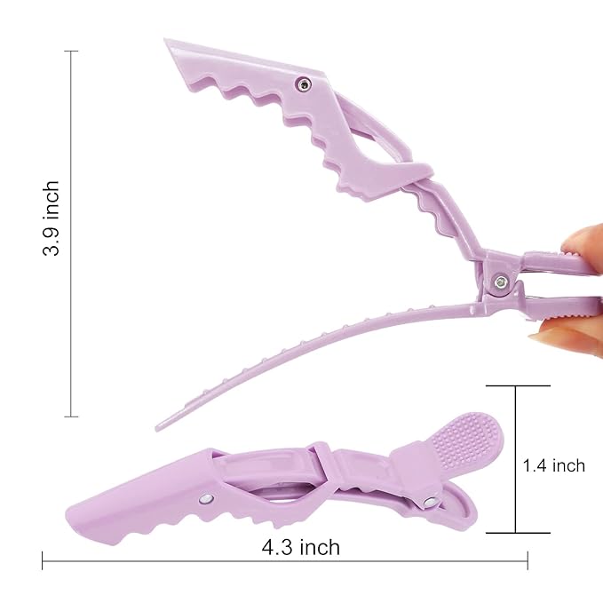 Ondder 14 Pcs Purple Alligator Hair Clips for Styling Sectioning Larger Salon Pro Barber Hair Clips for Coloring Cutting Big Alligator Clips for Hair Styling Accessories for Women Men