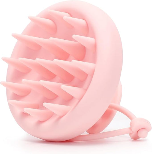 Scalp Massager Shampoo Brush, Scalp Scrubber with Soft Silicone Bristles, Scrubber Scalp Exfoliator for Dandruff Removal，Hair Grouth,Wet Dry Hair Massager Brush for All Hair (Pink)