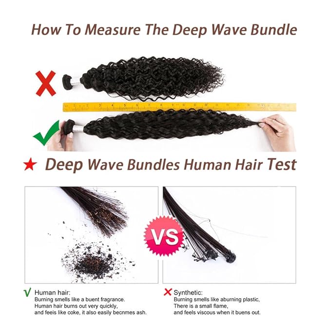 Deep Wave Bundles Human Hair One Bundle Brazilian 26 Inch 12A 100% Unprocessed Double Weft Human Hair Weave Bundles