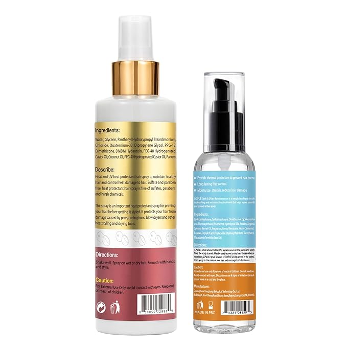 Keratin Protein Serum with Anti-Frizz Control, Hair Repair and Thermal Protection - Coconut Formula for Dye-Free Benefit Treatment (2PCS)