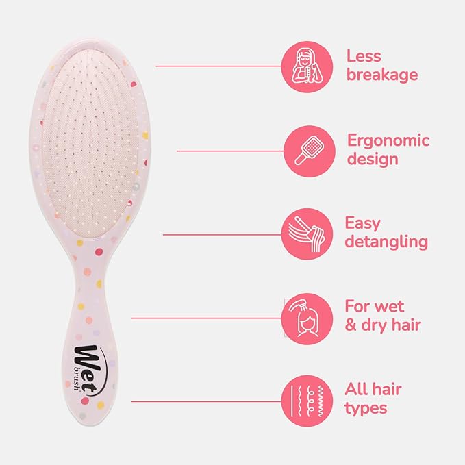 Wet Brush Original Detangling Hair Brush, Hello Disney Minnie Mouse - Ultra-Soft IntelliFlex Bristles - Detangler Brush Glide Through Tangles With Ease For All - For Women, Men, Wet & Dry Hair