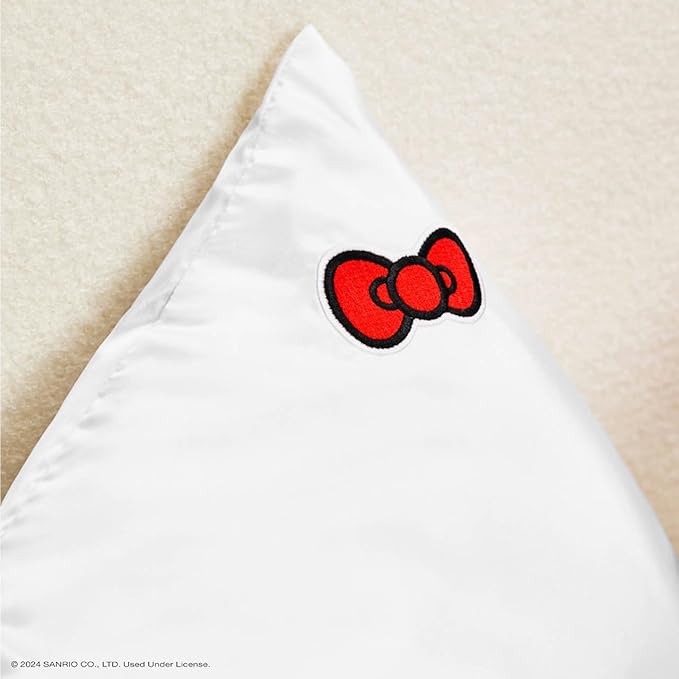 Kitsch x Hello Kitty Pillow Case Ivory – Toddler Bed Time Satin Pillowcase with Zipper – Soft Cooling Pillow Cover for Hair & Skin – Better Than Silk Pillowcase – King Size 19x36