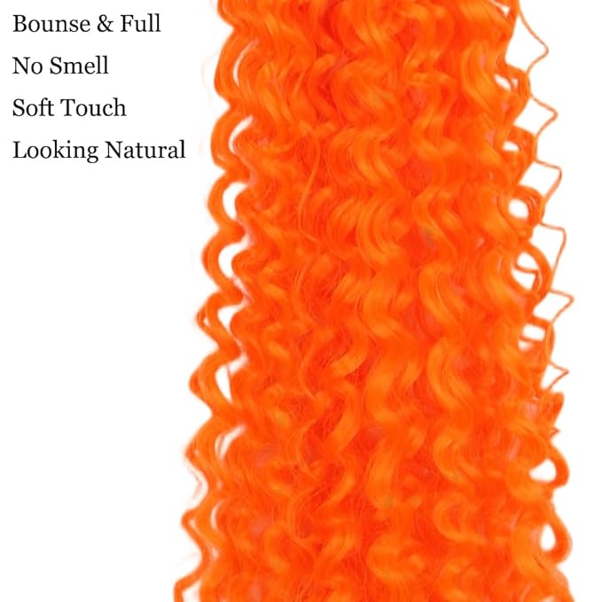 Passion Twist Hair Extensions Orange Curly Crochet Hair 12 Inch Short Curly Braiding Hair 3 Packs Crochet Braids with Curls for Black Women(12",Orange)
