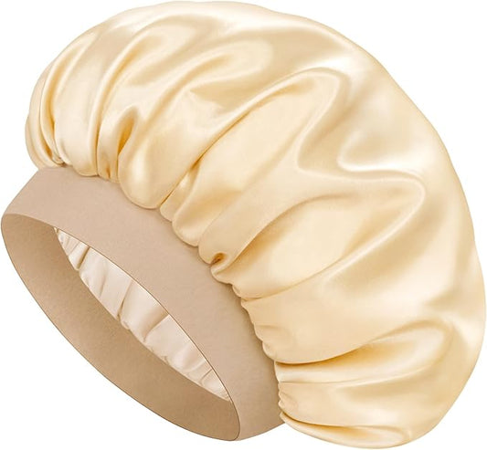 Satin Silk Bonnet for Sleeping, Double Layer Silk Sleep Cap for Men & Women, Soft Satin Lined Bonnet for Curly Hair