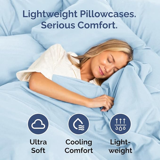 King Pillow Cases Set of 4 - Ultra Soft Hotel Quality Pillowcase Covers - Comfy, Cozy & Wrinkle Free - Shrinkage, Stain and Fade Resistant - Machine Washable Pillow Protectors - 4 Piece Set - Sky Blue