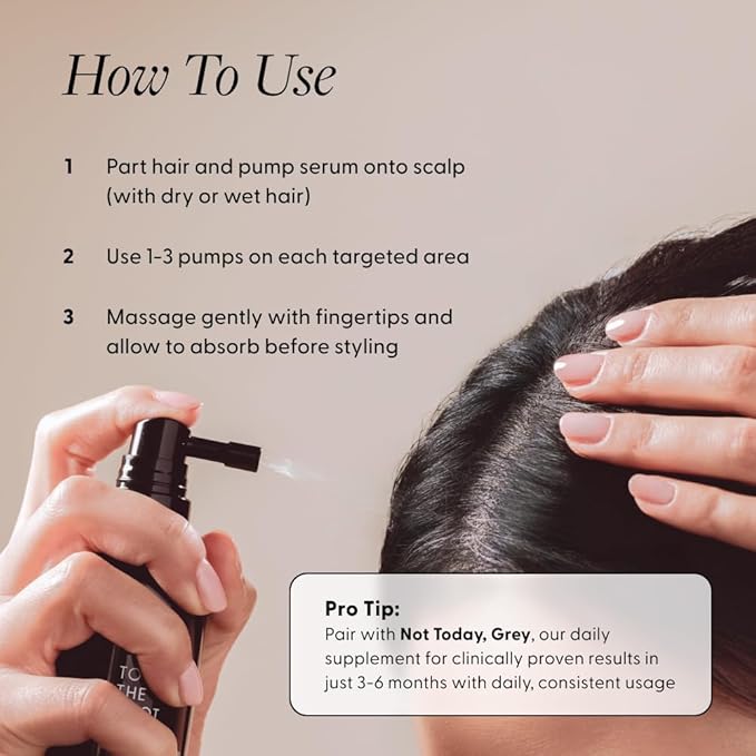 Arey To The Root Hair Serum for Women & Men | Slows Grey Hair Growth & Preserves Pigment in 3-6 Months | Promotes Healthier Hair & Adds Volume | Vegan, Oil-Free, Scent-Free Formula (1 Month)