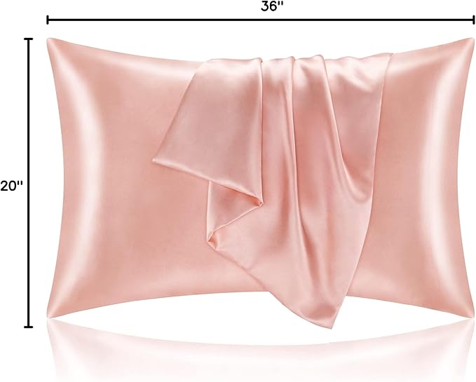 BEDELITE Satin Pillowcase for Hair and Skin, Super Soft and Cooling Similar to Silk Pillow Cases 2 Pack with Envelope Closure, Gift for Women Men(20"x36" King Size, Coral)