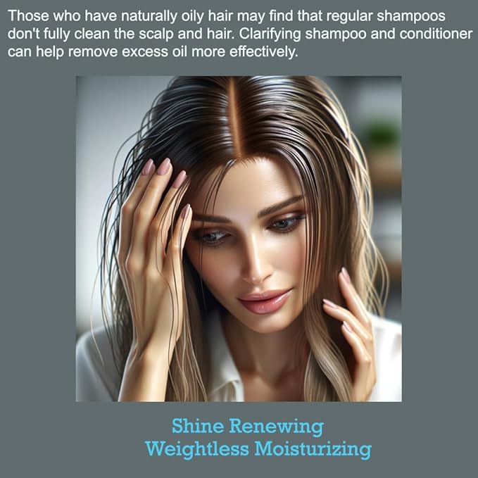 Clarifying Shampoo and Conditioner Set- Hydrating, Calming & Removes Buildup, For All Hair Types, Clarifying Cleanse for Dirt, Oil & Hard Water Buildup, for Men Women MYSTÉRE BEAUTÉ - 16 fl oz each