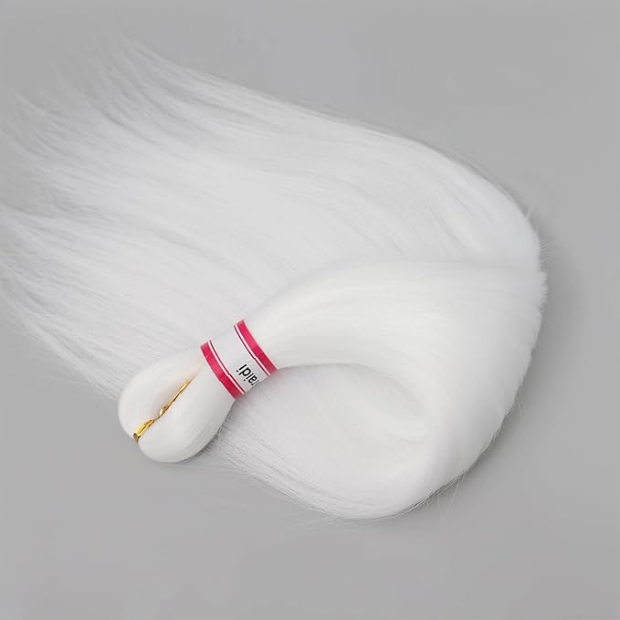 Dorsanee White Braiding Hair Pre Stretched 20 Inch 3 Packs Professional Easy Braiding Hair for Crochet Braids Twists Locs Hair Soft Yaki Texture Hot Water Setting Synthetic Hair Extensions