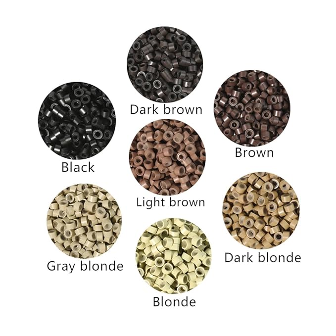 1000 Pcs 5.0 mm Silicone Lined Micro Links Rings Hair Extensions Beads Silicone Lined Beads for Human Hair Extensions and Feather Extensions (Dark Brown)