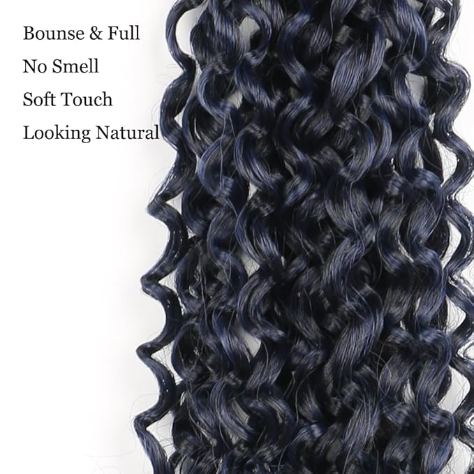 Passion Twist Hair Extensions Black to Dark Blue Curly Crochet Hair 12 Inch Short Curly Braiding Hair 3 Packs Ombre Crochet Braids with Curls for Black Women(12",1B Dark Blue)