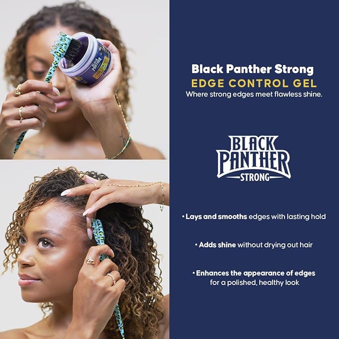 Black Panther Edge Control Gel For 4C Natural And Relaxed Hair, Enriched With Multi Vitamins, Non-Greasy, Non-Flaking, No White Cast, 24 hrs hold, Supports Hair Growth, Protective Hair Types