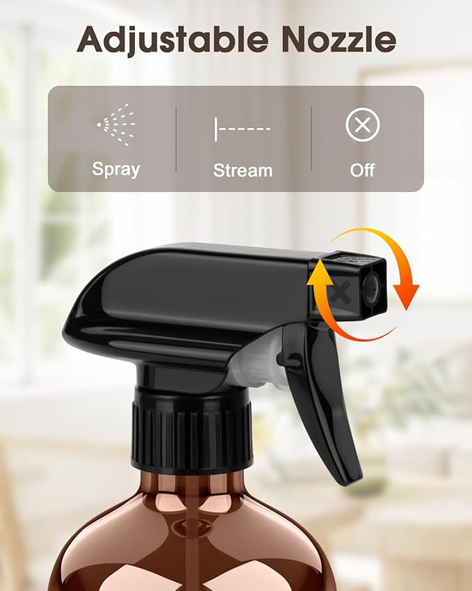 Glass Spray Bottle with Silicone Sleeve Protection, Amber Glass Spray Bottle Set for Window Cleaner Aromatherapy Facial Hydration Watering Flowers Hair Care 2 Pack/16 oz (White, 16 oz)