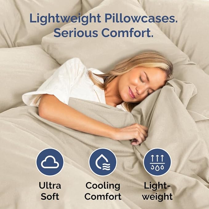 King Pillow Cases Set of 4 - Ultra Soft Hotel Quality Pillowcase Covers - Comfy, Cozy & Wrinkle Free - Shrinkage, Stain and Fade Resistant - Machine Washable Pillow Protectors - 4 Piece Set - Wheat