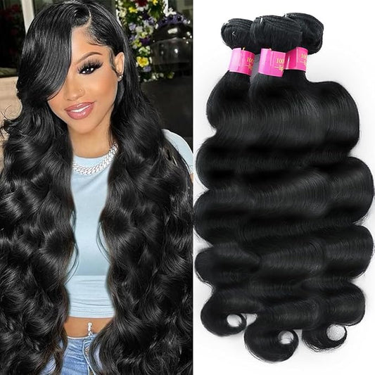 14 16 18 Inch 3 Bundles Bodywave Human Hair Bundles 14A 100% Unprocessed Brazilian Virgin raw Human Hair Bundles Natural Black