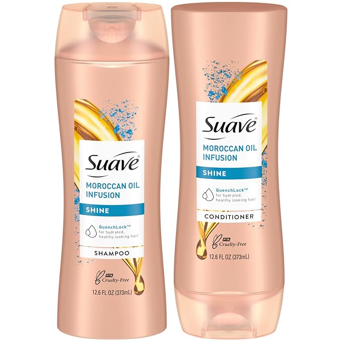 Suave Moroccan Oil Infusion Shampoo & Conditioner Set - Argan Oil for Damaged, Dry Hair, Shine & Healthy Locks, 12.6 Oz (2 Pieces)