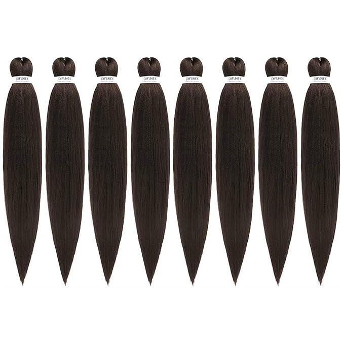 Pre-stretched Braiding Hair - 26 Inch 8 Packs Light Brown Super Long Braiding Hair For Twist or Box Braids, Yaki Texture Hot Water Setting Synthetic Braiding Hair Extensions (26 Inch, #4-8P)