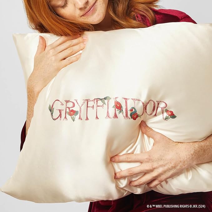 Kitsch x Harry Potter Gryffindor Satin Pillowcase with Zipper – Double-Sided Crest Design – Better Than Silk Pillowcase – Perfect for Kids Rooms & Toddler Bed Time Pillow Case – King Size 19x36