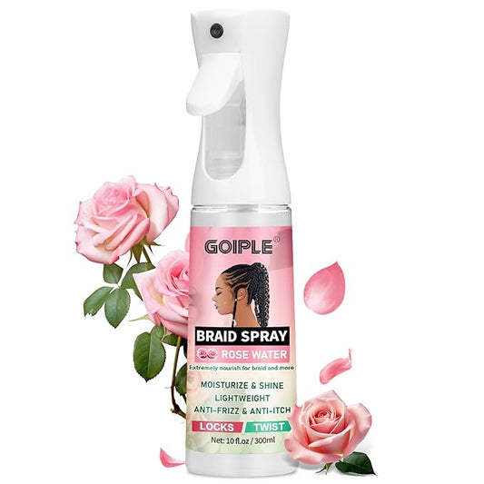 10 fl oz Braid Spray Rose Mint for Dreads, Dreadlocks, Locks Spray Rose Water for Itchy Scalp, Shine & Lightweight for Dull Hair Twists, Cornrows, Box Braids Moisturizer, Rose Water for All Hair Types