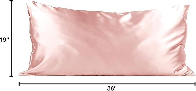 Kitsch Satin Pillowcase, Softer Than Silk Pillow Cases King, Cooling Pillow Covers, Satin Pillowcase with Zipper for Hair, Skin & Quality Sleep, Wrinkle-Free & Smooth, King Size 19"x36", Blush