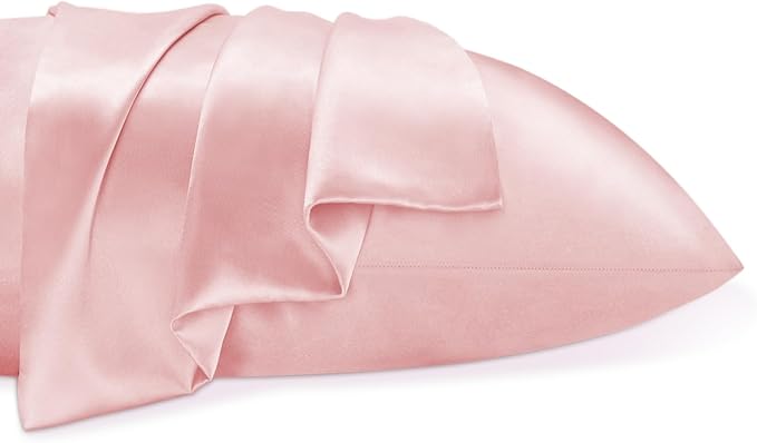 BEDELITE Satin Pillowcase for Hair and Skin, Super Soft and Cooling Similar to Silk Pillow Cases 2 Pack with Envelope Closure, Gift for Women Men(20"x36" King Size, Pink)