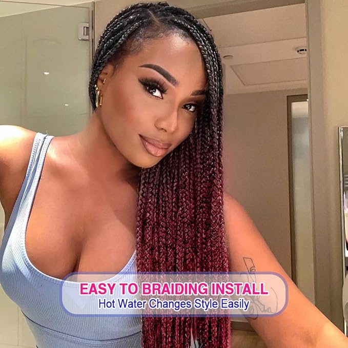 8 Pack Ombre Braiding Hair Pre Stretched - 30" 100G/Pack Premium Pre Stretched Braiding Hair Extensions, Professional Itch Free Hot Water Setting Perm Yaki Texture Prestretched Hair(1Bbug)