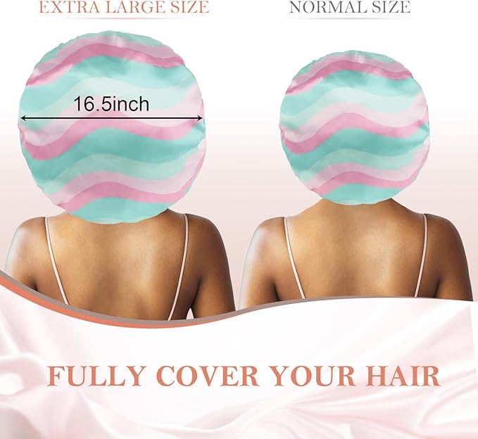 3Pcs Bonnets for Sleeping, Extra Satin Silk Bonnet for Sleeping Women with Tie Band for Curly Hair Jumbo Bonnet Braids
