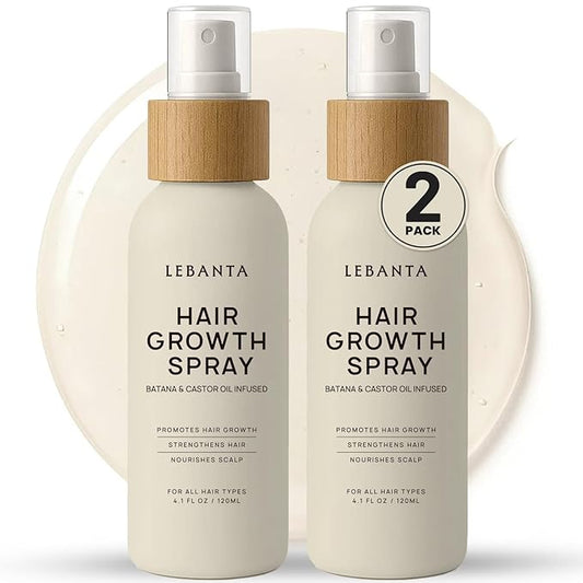Hair Growth Oil Spray - 100% Pure Ingredients For Non Greasy, Thicker & Stronger Hair - Organic Batana, Castor, Biotin, Saw Palmetto, and Rosemary Oil Gifts Women Scalp (4.1 Fl Oz (Pack of 2))