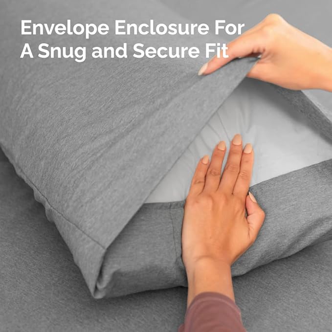 Queen Pillow Cases Set of 8 - Ultra Soft Hotel Quality Pillowcase Covers - Comfy & Wrinkle Free - Shrink, Stain and Fade Resistant - Machine Washable Pillow Protectors - 8 Piece Set - Heathered Grey