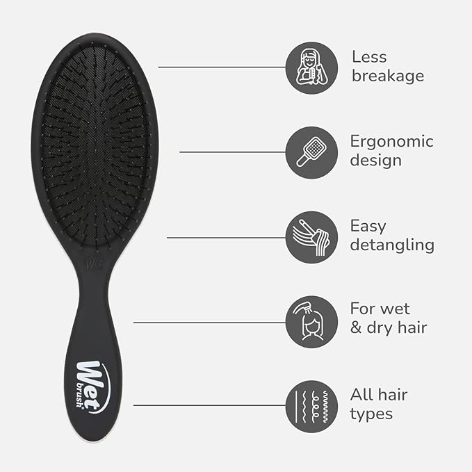 Wet Brush Original Detangler Hair Brush, Black Frost - Ultra-Soft IntelliFlex Bristles - Detangling Brush Glides Through Tangles For All Hair Types (Wet Dry & Damaged Hair) - Women & Men