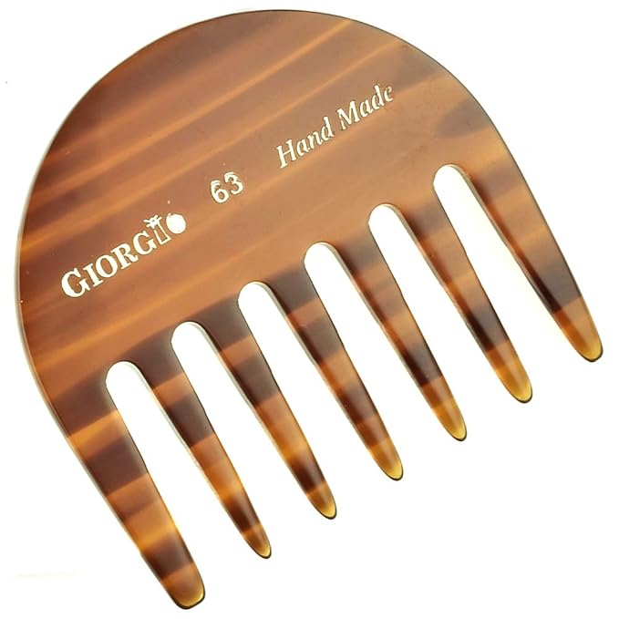 Giorgio G28 & G63 Small Travel Purse Detangling Comb, Wide Teeth Pocket Comb for Thick Curly Wavy Hair. Detangler Combs for Wet or Dry Hairs. Handmade, Saw-Cut and Hand Polished