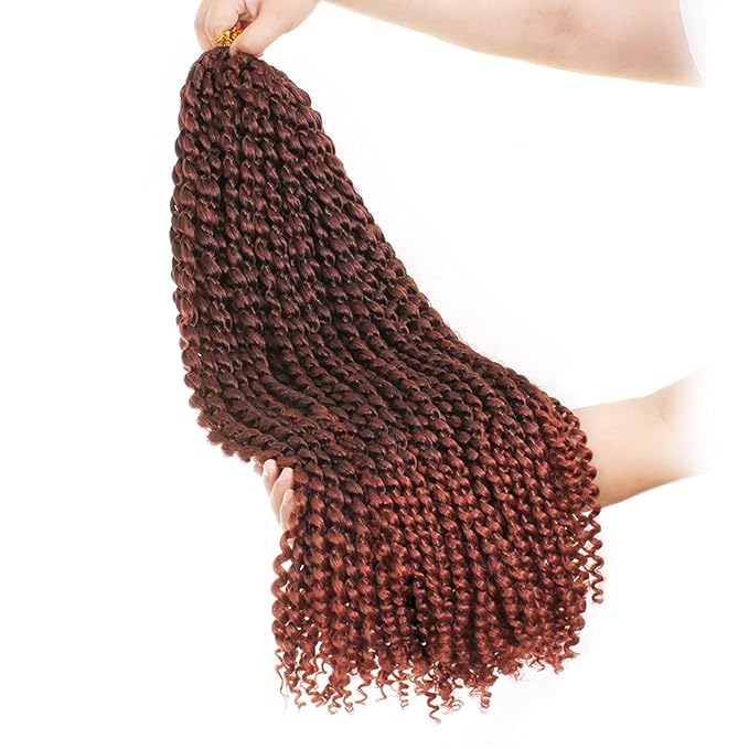Leeven 24 Inch Long Water Wave Crochet Hair for Passion Twist 7 Packs Goddess Locs Crochet Hair Omber Copper Red Passion Twists Hair for Butterfly Locs Braids Hair for Women T350#