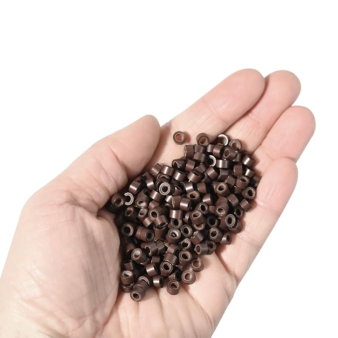 1000 Pcs 5.0 mm Silicone Lined Micro Links Rings Hair Extensions Beads Silicone Lined Beads for Human Hair Extensions and Feather Extensions (Brown)