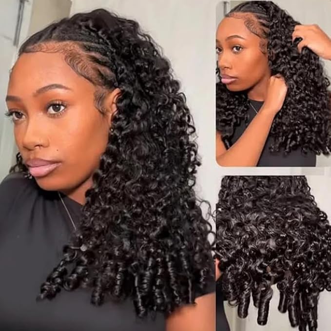 VIPbeauty Burmese Curly Half Wig Human Hair 200 Density 3 In 1 Seamless Flip Over Glueless Wear and Go Beginner Friendly 14A Brazilian Virgin Burmese Curly Wig Human Hair Drawstring Headband 26 Inch